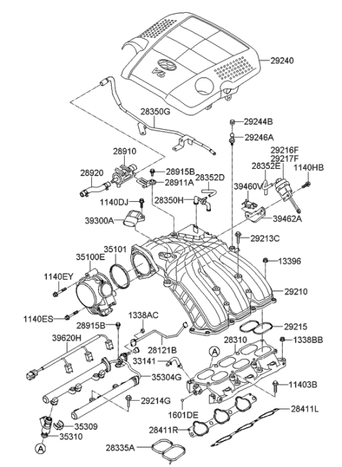 2009 Hyundai Genesis Manifold Assembly-Intake Diagram for 28310-3CDA0