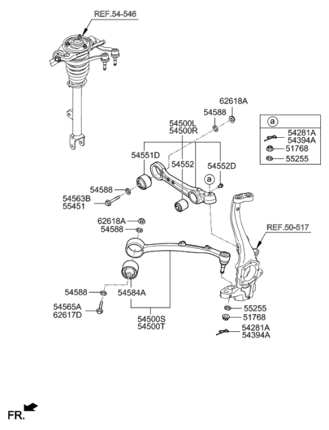 2012 Hyundai Genesis Lateral Arm Assembly-Front,RH Diagram for 54501-3N000