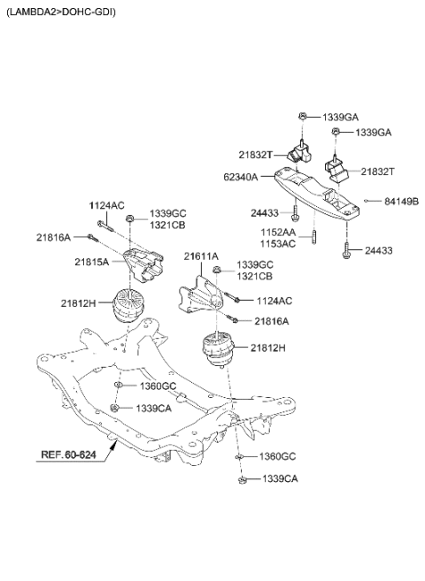 2014 Hyundai Genesis Engine & Transaxle Mounting Diagram 7