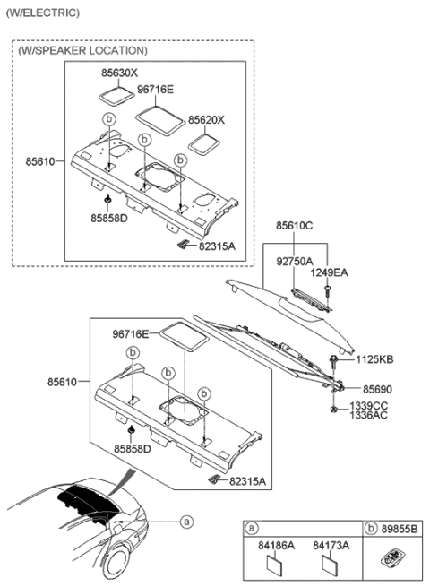 2009 Hyundai Genesis Grille Assembly-Woofer Diagram for 85680-3M000-V2