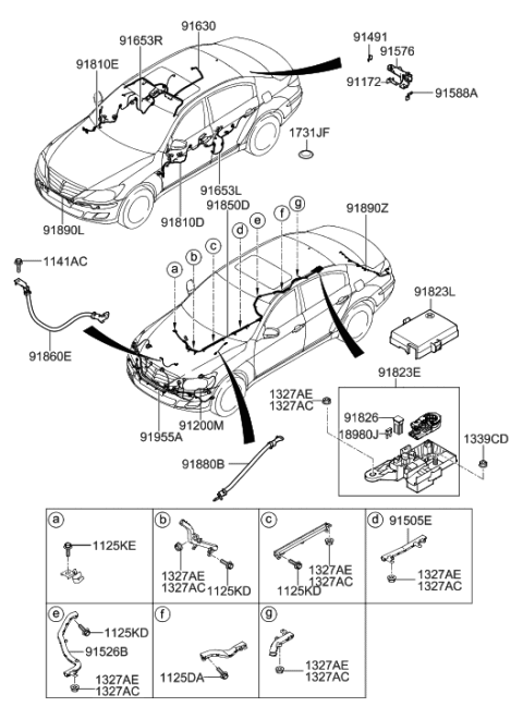 2009 Hyundai Genesis Wiring Assembly-Roof Diagram for 91800-3M050