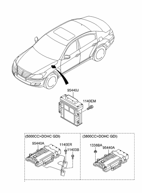 2010 Hyundai Genesis Control Module-Automatic Transaxle Diagram for 95440-4E202