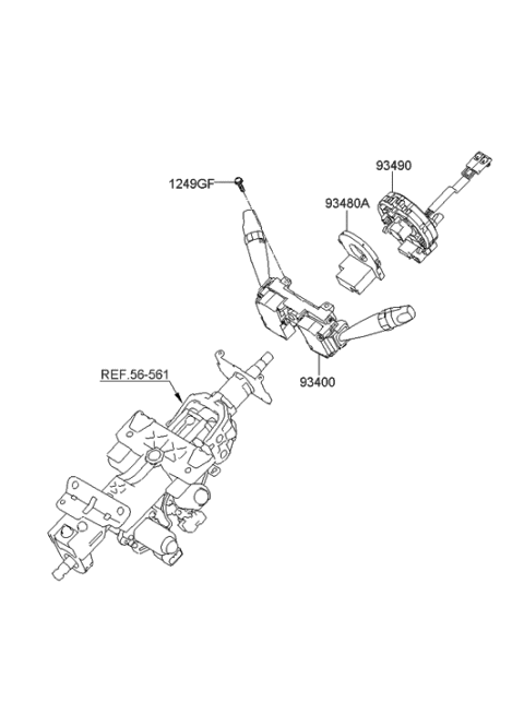 2012 Hyundai Genesis Switch Assembly-Multifunction Diagram for 93400-3M030