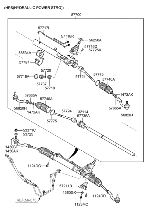 2012 Hyundai Genesis Yoke Assembly-Rack Support Diagram for 57719-3M300