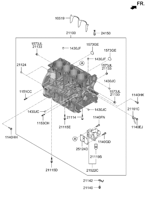 2010 Hyundai Sonata Block Assembly-Cylinder Diagram for 360Y3-2GH00-A