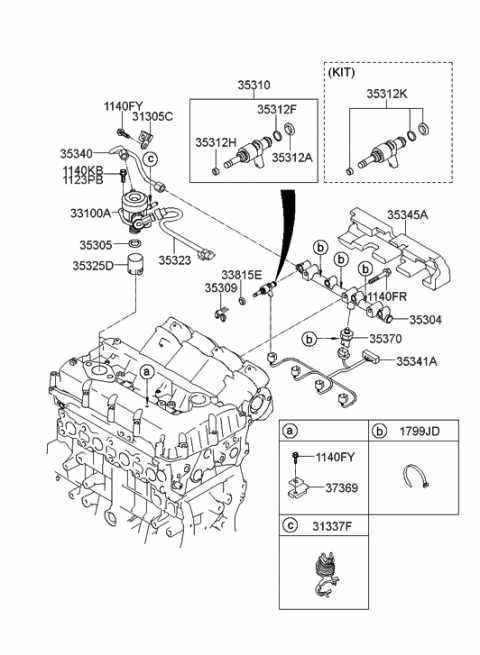 2011 Hyundai Sonata Throttle Body & Injector Diagram 1