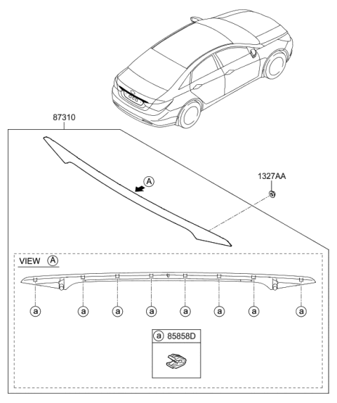 2011 Hyundai Sonata Back Panel Moulding Diagram