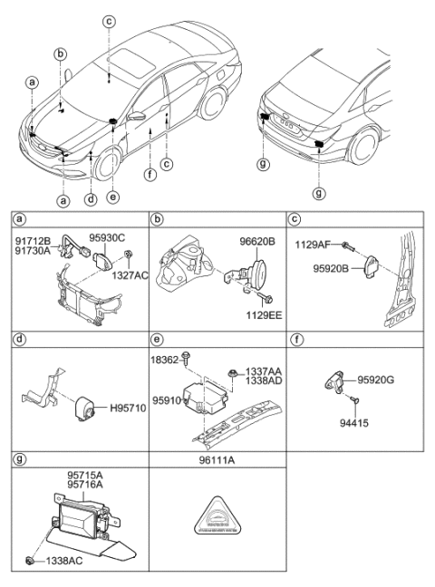 2013 Hyundai Sonata Module Assembly-Air Bag Control Diagram for 95910-3Q010