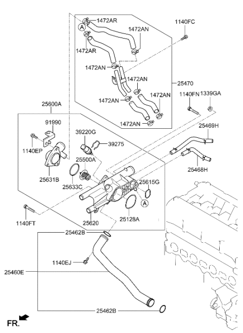 2014 Hyundai Sonata Coolant Pipe & Hose Diagram 4