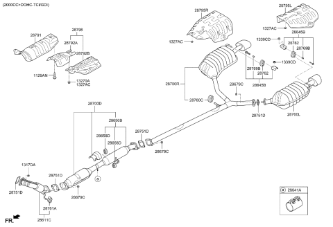 2013 Hyundai Sonata Muffler & Exhaust Pipe Diagram 1