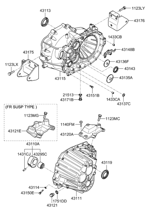 2010 Hyundai Sonata Adaptor-Transmission Support Bracket Diagram for 43121-24530