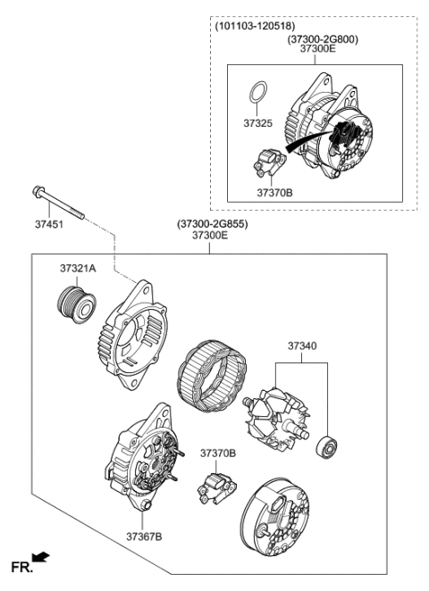2012 Hyundai Sonata RECTIFIER Assembly-Generator Diagram for 37367-2G800