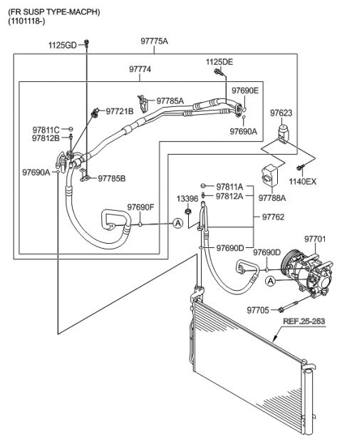 2013 Hyundai Sonata Air conditioning System-Cooler Line Diagram 3