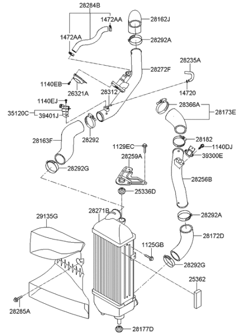 2014 Hyundai Sonata Pipe-INTERCOOLER Inlet Diagram for 28282-2G200