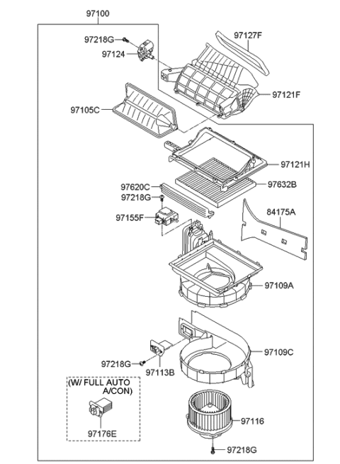2013 Hyundai Sonata Blower Unit Diagram for 97100-3SBF0