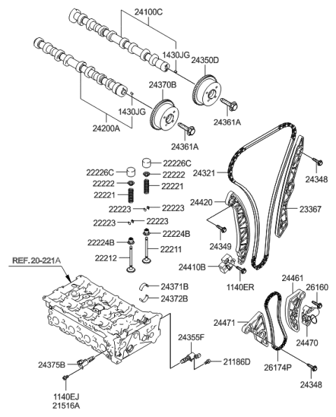2014 Hyundai Sonata Camshaft Assembly-Exhaust Diagram for 24200-2G620