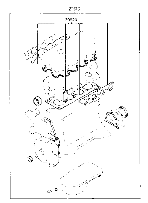 1994 Hyundai Accent Gasket Kit-Engine Overhaul Upper Diagram for 20920-22C10