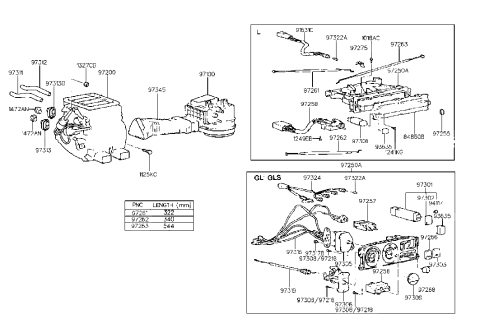 1996 Hyundai Accent Knob-Heater Control Lever Diagram for 97255-22000