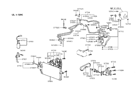 1994 Hyundai Accent Bracket-Compressor Mounting Diagram for 97703-22000