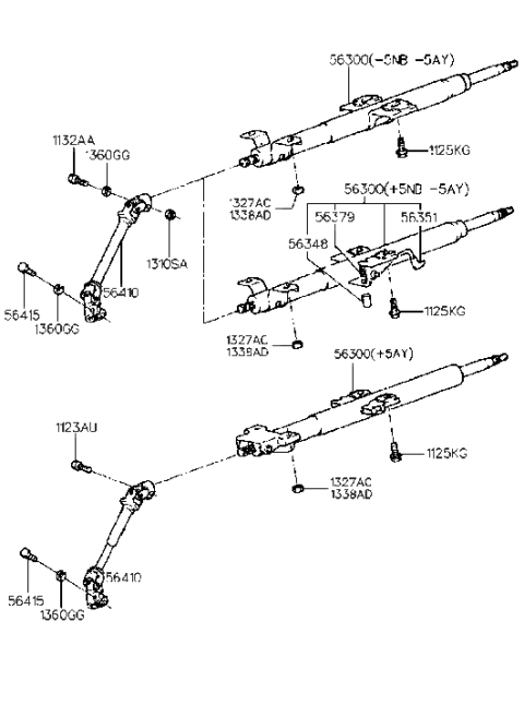 1995 Hyundai Accent Steering Column & Shaft Diagram