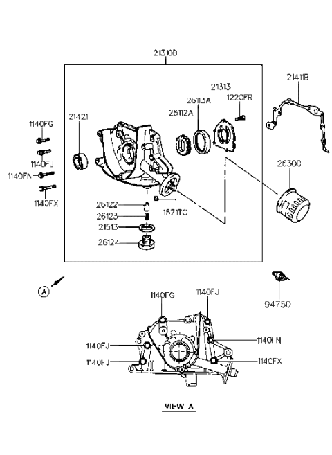 1998 Hyundai Accent Gasket-Front Case Diagram for 21411-22010