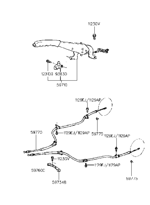 1994 Hyundai Accent Lever Assembly-Parking Brake Diagram for 59710-22101