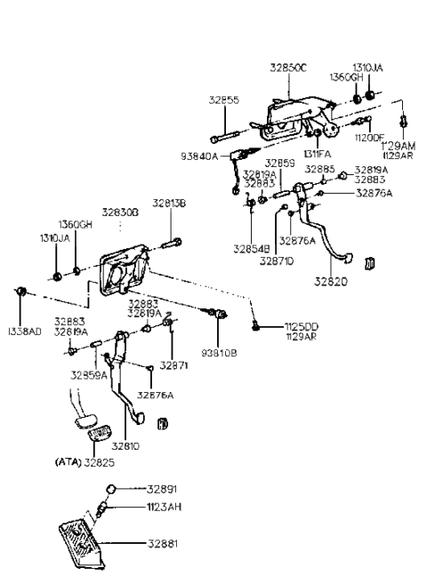 1996 Hyundai Accent Pedal-Clutch Diagram for 32820-22021