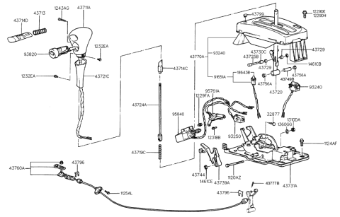 1994 Hyundai Accent Lever-Lock & Release Diagram for 43746-22700