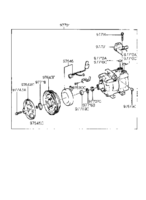 1997 Hyundai Accent Compressor Assembly Diagram for 97701-22261