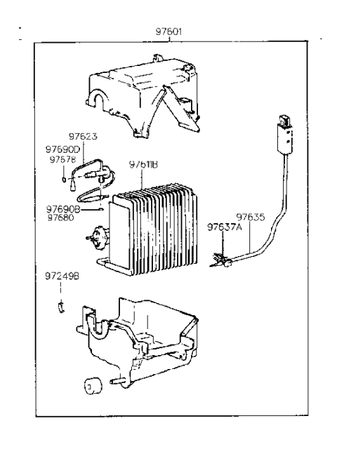 1994 Hyundai Accent Core & Seal Assembly-Evaporator Diagram for 97609-22000