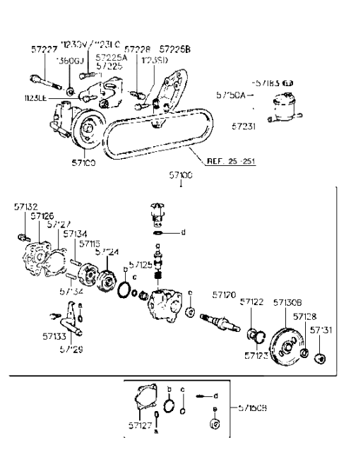 1995 Hyundai Accent Pump Assembly-Power Steering Oil Diagram for 57110-22500