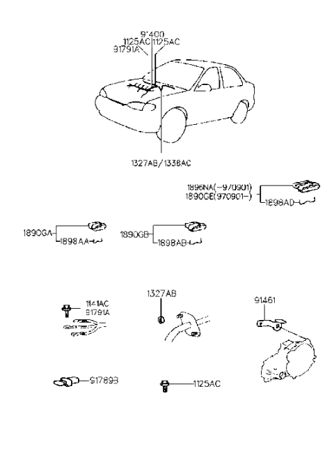 1999 Hyundai Accent Housing-Power Tr Connect Diagram for 18905-04114