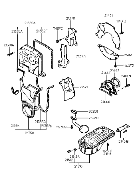 1995 Hyundai Accent Gasket-Oil Seal Case Diagram for 21444-21110
