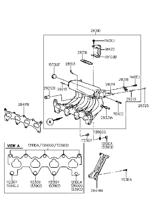 1994 Hyundai Accent Stay-Surge Tank Diagram for 28421-22020