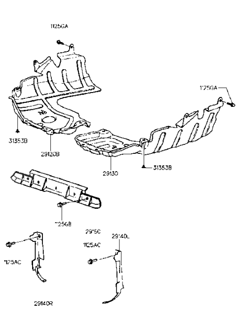 1994 Hyundai Accent Guard-Air Radiator Side,RH Diagram for 29136-22000