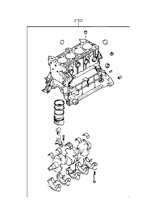 1997 Hyundai Accent Engine Assembly-Short Diagram for 21102-26A02