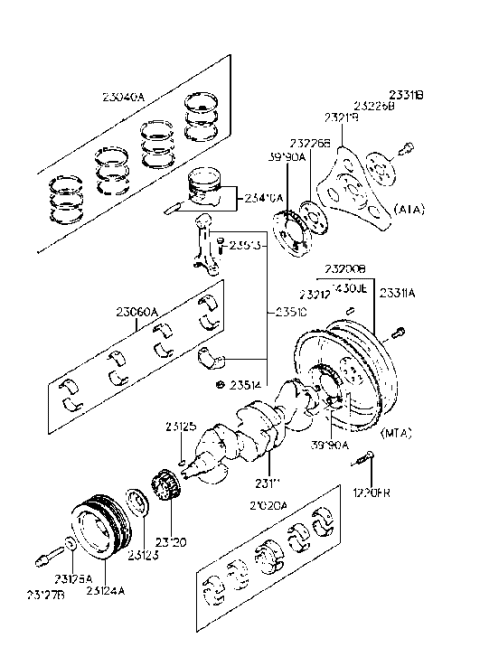 1999 Hyundai Accent Crankshaft & Piston (SOHC) Diagram 2