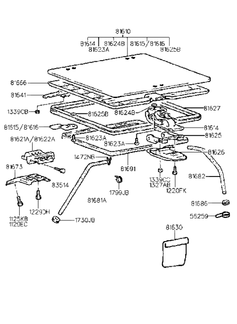 1994 Hyundai Accent Bag Assembly-Sunroof Glass Storage Diagram for 81630-22000