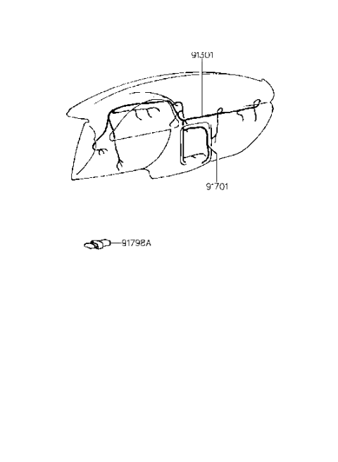 1996 Hyundai Accent Wiring Assembly-Air Bag Diagram for 91660-22A00