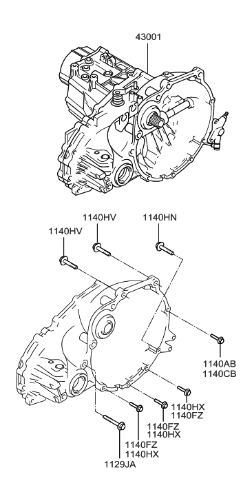 1997 Hyundai Accent Transaxle Assembly-Manual Diagram for 43000-22650