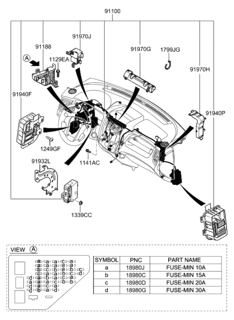 2006 Hyundai Tucson Conn Box-A Pillar Diagram for 91940-2E010