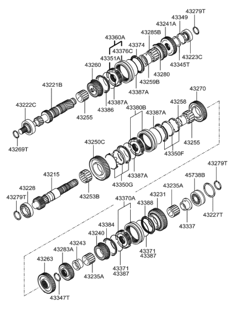2006 Hyundai Tucson Gear Assembly-2ND Speed Diagram for 43270-39403