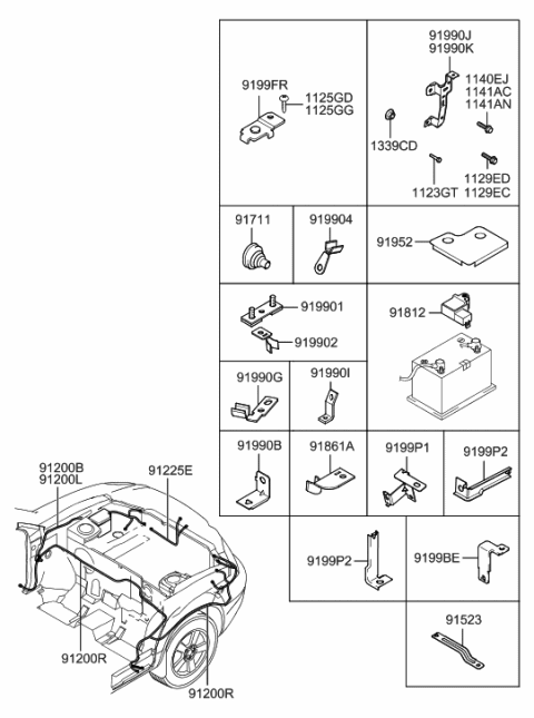 2008 Hyundai Tucson Wiring Assembly-Engine RH Diagram for 91203-2E863