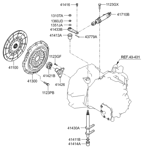 2008 Hyundai Tucson Bearing-Clutch Release Diagram for 41421-39260