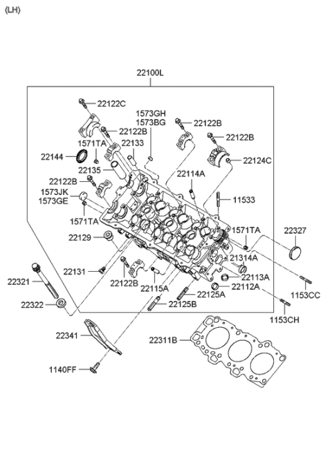 2009 Hyundai Tucson Cylinder Head Diagram 1