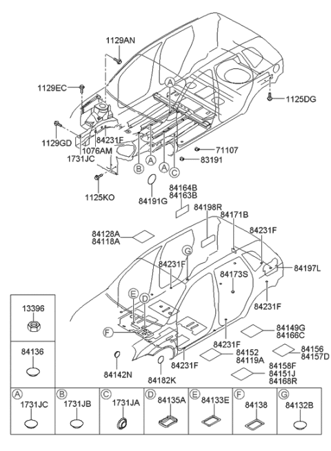 2006 Hyundai Tucson Isolation Pad & Floor Covering Diagram 2