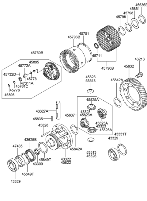 2007 Hyundai Tucson SPACER-Differential Gear THRUS Diagram for 45835-23016