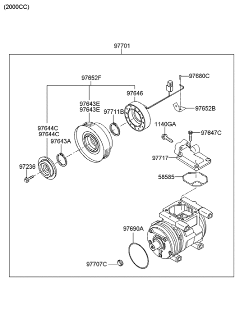 2007 Hyundai Tucson Master Clutch Assembly Diagram for 97640-2D520