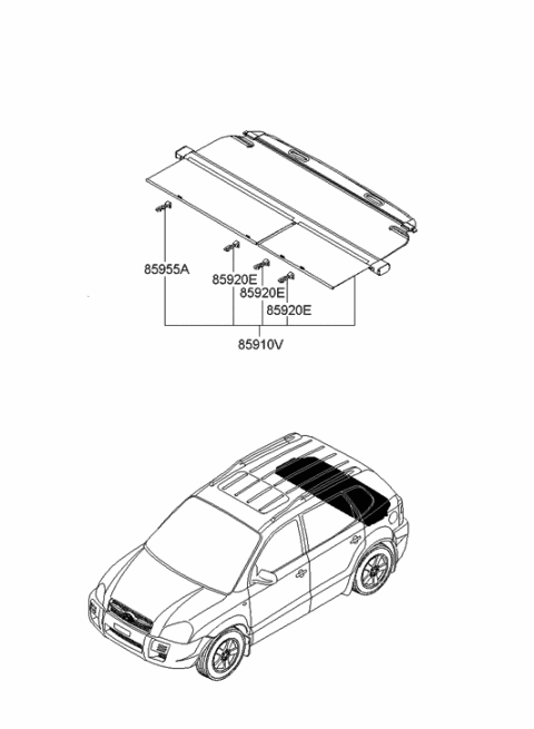 2006 Hyundai Tucson Hook-Covering Shelf Centrt Diagram for 85912-2E610-Z9