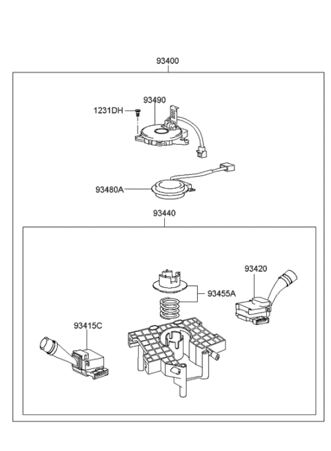 2007 Hyundai Tucson Body Assembly-Multifunction Switch Diagram for 93450-2E318